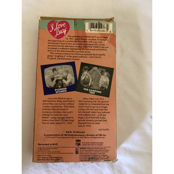 THE I love Lucy Collection VHS Pioneer Woman & Camping Trip ~Excellent - Picture 2 of 3